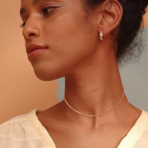 Fettero Chain Choker Necklace for Women Delicate Fashion Satellite Choker Layered Necklace Gold Plated Dainty Necklace Simple Choker Jewelry2