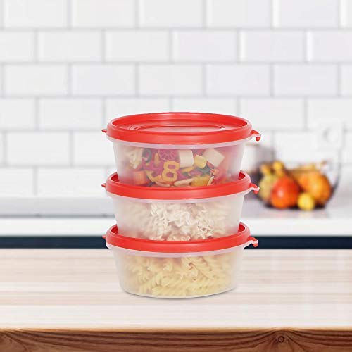 Image of Cutting EDGE Nesterware 500ml Stackable Food Container (Set of 3, Red) | BPA-free plastic, stackable design, leak-proof, kitchen storage, pantry, fridge, meal prep, reusable, travel use
