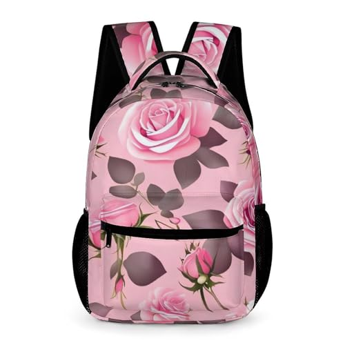 Pretty Roses Backpack for Travel, Ultra Durable Small Bookbag Lightweight Daypack for Women Men