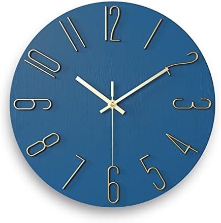 fapugh 12 Inch Wall Clock Silent Non Ticking, Preciser Modern Style Decor Clock for Home, Office, School, Kitchen, Bedroom, Living Room （Blue）