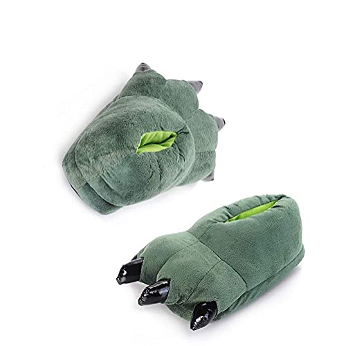 Unisex Plush Animal Paw Slippers - Fuzzy Warm House Shoes with Dinosaur Paw & Claw Design3