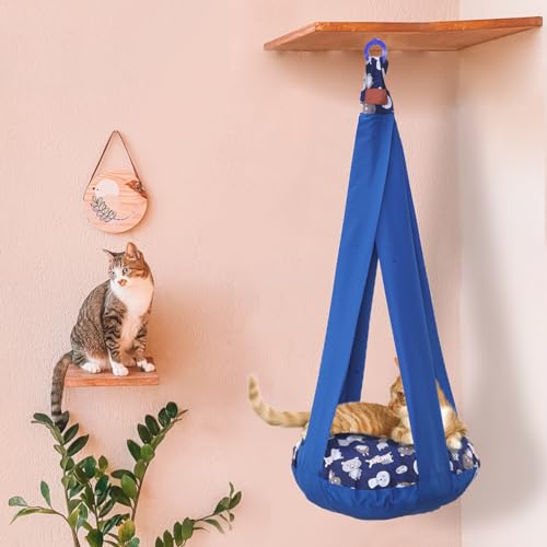 Cama Suspensa para Gatos Individual (Azul)
