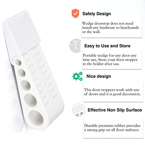 Rubber Door Stopper, Door Stop Wedge With Door Holder, Works With All Floor Surfaces (1, White) #TOP3