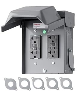 DEWENWILS Outdoor Electrical Outlet Box, Dual 20 AMP WRTR GFCI Receptacles with Rainproof 3R Enclosure, Waterproof GFCI Outlet Box with Cover for Garden, Outdoor Lights, ETL Listed