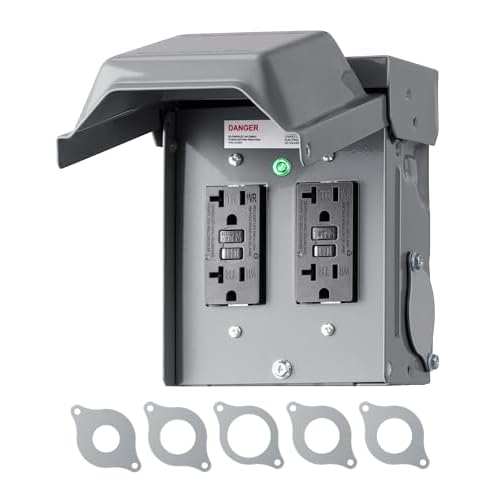 DEWENWILS Outdoor Electrical Outlet Box, Dual 20 AMP WRTR GFCI Receptacles with Rainproof 3R Enclosure, Waterproof GFCI Outlet Box with Cover for Garden, Outdoor Lights, ETL Listed