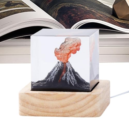 Veilleuse volcan en résine avec système de chargement USB pour bureau