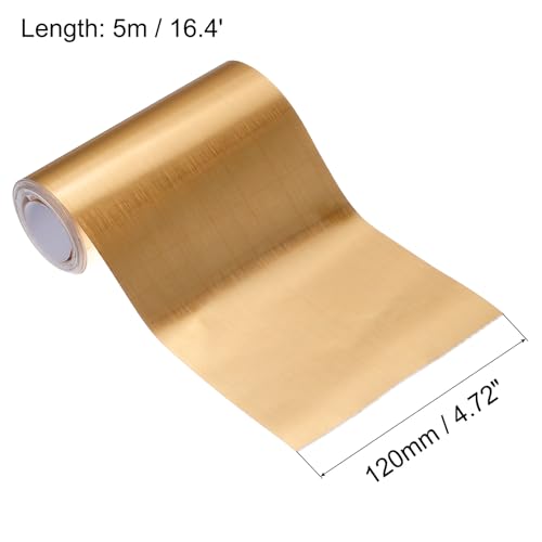 Image of uxcell Waterproof Peel and Stick Decorative Tape Self Adhesive 4.72 inch W x 16.4'L PVC Removable Tape for Wall Edge Gold Tone (Thickened Style)
