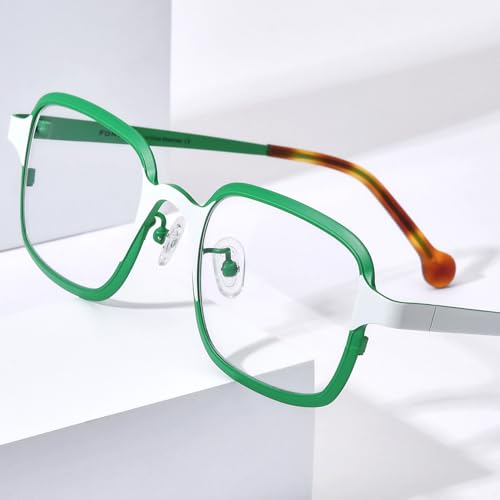Image of FONEX Colorful Pure Titanium Glasses Frame Women Retro Round Eyeglasses