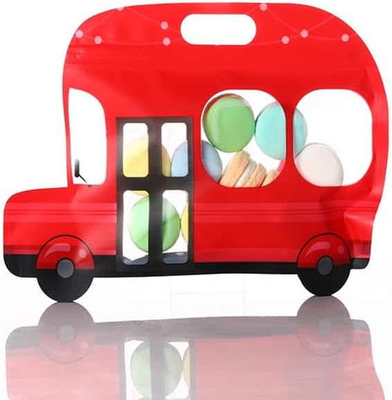 Gift Bags 20Pcs Car Shape Candy Gift Bag Biscuit Plastic Seal Bag Snack Baking Packaging Birthday Christmas Party Favor (Color : Yellow, Size : 20PCS_26X18CM)