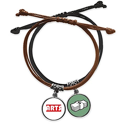 Pulsera Arts roja de cuerda resistente y cuero ajustable con cierre seguro