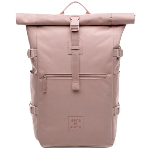 SONS OF ALOHA KANE Roll-Top plecak kurierski XL duży – PET z recyklingu, odporny na działanie wody – plecak turystyczny, kieszeń na laptopa 15 cali, różowy (Pale Pink), L, Plecak