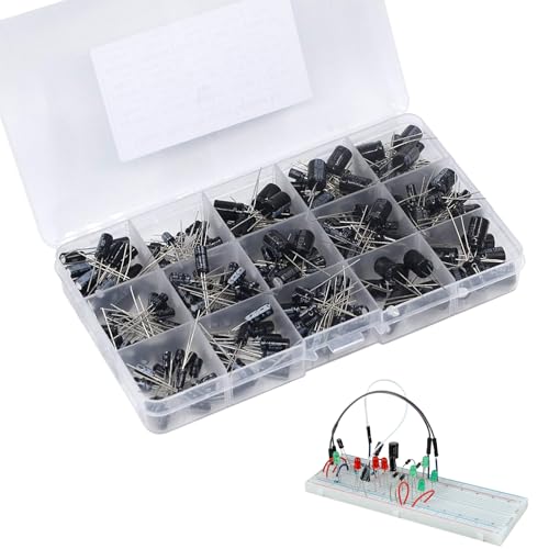 200 Stück Elkos kondensator Sortiment Elektrolyt kondensatoren Set von 15 Typen 0 1uF bis 220uF 10V 16V 25V 50V Elko Kondensatoren Aluminium Capacitor Kit