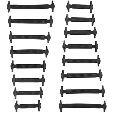 Fantasyon No Tie Laces for Kids and Adults Black Elastic Laces for Trainer Silicone Tieless Flat Shoelaces Waterproof Black Boot Laces Elastic Shoe Laces for Running Shoes Cover