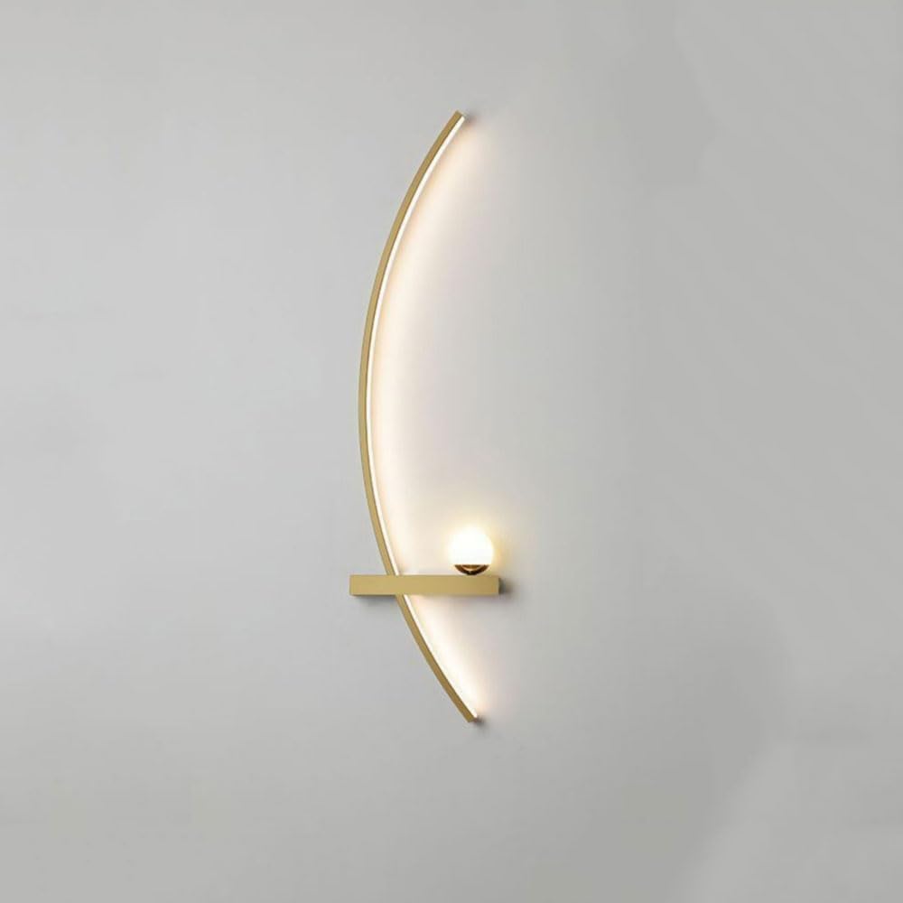 Mid Century Bedroom Wall Light with Curved Design Nordic Wall Sconces for Dining Room 12W LED Strip Farmhouse Wall Mounted Lamp for Bedside Milky Globe Light Fixture for Master Room