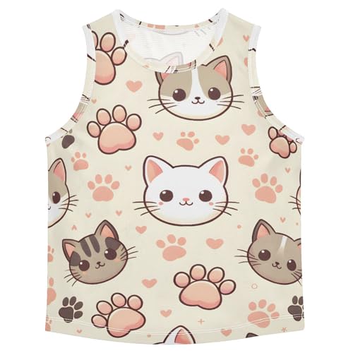 susiyo Cute Cats Paw Prints Boys Sleeveless Tank Top Girls Athletic T Shirt