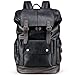 CHAO RAN Leather Laptop Backpack for Men, Vintage Black Work Knapsack Large Travel Waterproof Bags 16inch Laptop For Commute Casual Business(Black)