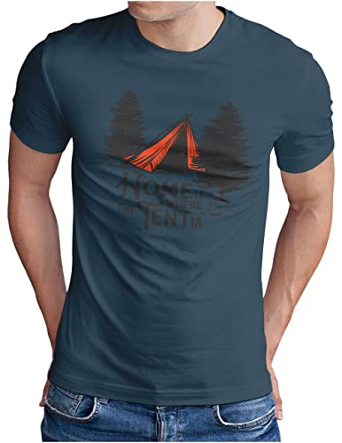 T-shirt de camping OM3® pour homme adepte de randonnée sauvage et bivouac en montagne denim 4XL