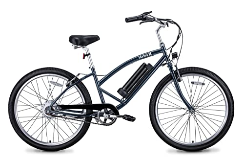 Hurley Electric Bikes Kickflip Beach Cruiser Single Speed E-Bike (Navy, Medium / 16 Fits 5'4"-6'1") #TOP1