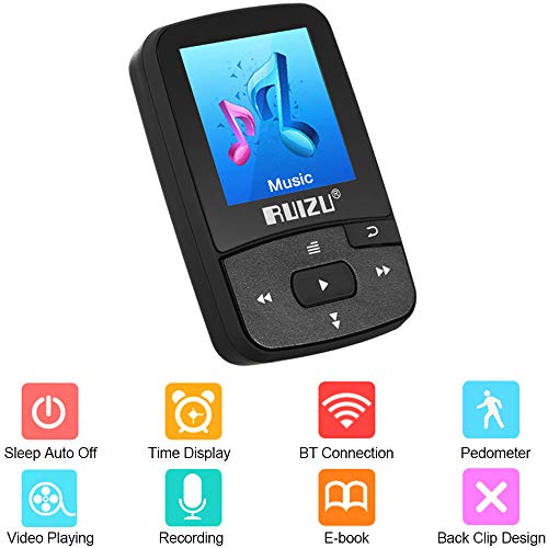 Andoer RUIZU X50 8GB 1.5in MP3 Player HiFi Lossless Qualidade de som Bluetooth Pedômetro Cartão TF R