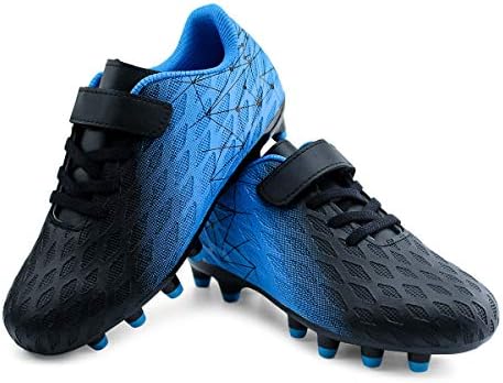 brooman Kids Firm Ground Soccer Cleats Boys Girls Athletic Outdoor Football Shoes(13,Black Blue) — view 5