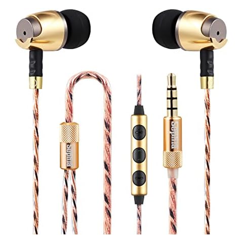 sephia Wired Headphones In-Ear Earphones with Microphone Volume Control Noise Isolating Earbuds Tangle-Free Cable Case 3.5mm Jack Cover