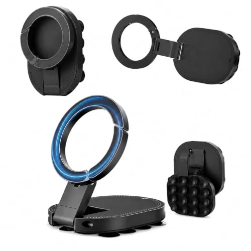 Image of GK ELITE 3-in-1 Magnetic Suction Cup Phone Mount with 18 Suction Cups, 360 Degree Rotatable Foldable Mobile Holder and Adjustable Stand for Car, Gym Equipment, Kitchen, Office and Home