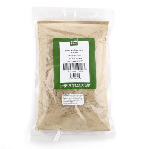 Marshmallow Root Powder by Herb Co Althaea Officinalis from Albania Kosher for Mouthwash Infused Oils Salves Face & Body Products Tea & Flavor & Thickening Agent in Food 1 lb