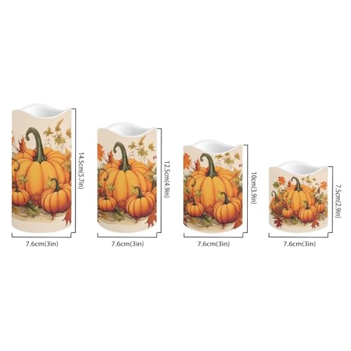 Image of Pumpkin Flickering Flameless Candles Happy 4th of July Pattern LED Pillar Candles Battery Operated with Timer Color Changing Electric Candles Thanksgiving Day Decorations