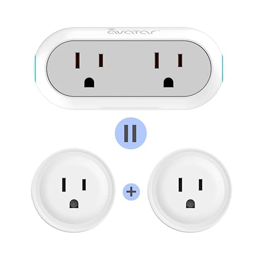 Miniatura 9 de Monitoreo de energía Enchufes inteligentes de doble enchufe que funcionan con Alexa Google Home Siri, salida WiFi inalámbrica de 2.4G controlada por