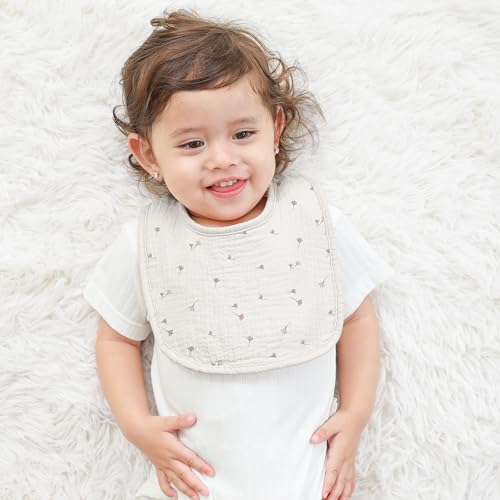 Image of Susurration Muslin Baby Drool Bibs 6Pack Soft Square Adjustable Baby Bandana Bibs for Unisex Girls & Boys