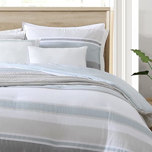 Nautica Home Nautica | Eastport Collection | Comforter Set - 100% Cotton, Ultra-Soft & Reversible, Wrinkle-Resistant Bedding, Includes 2 Bonus Decorative Pillows, Twin/Twin Xl, Blue #TOP3