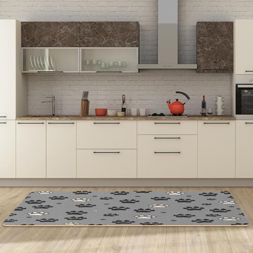 2 alfombrillas de cocina antideslizantes VAPOKF lavables y absorbentes con huellas 3