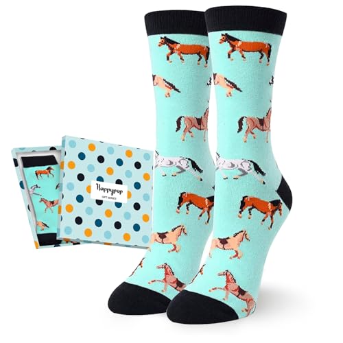HAPPYPOP Horse Gifts for Women - Funny Riding Socks, Horse Lover Gifts Teen Girls
