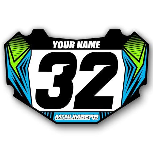 MxNumbers- BMX Plate Decal Sticker Insert - Fits STACYC Plate | Multicolored Bike Race Graphics | Custom with Your Name, Number & Colors