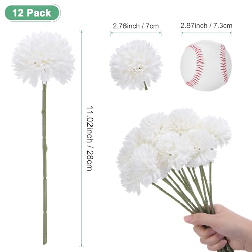 M METERXITY 12-Pack Artificial Chrysanthemum Ball Flowers - Image 3