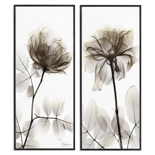 'Natural Modern Blooms'| 2pc Framed Giclee Art Set 2