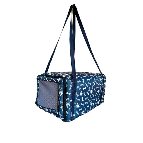 Bolsa de Transporte Pet Viajem Avião Gato e Cachorro Impermeável com Zíper Azul Marinho