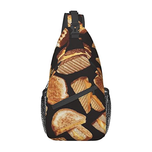 Sac à dos à bandoulière homme femme, sacoche motif clés de musique et sandwich
