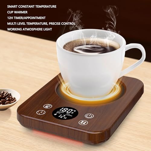 Yunseity Mug Warmer, 36W Fast Heating with 9 Temp Settings 12H Timer Auto Shutoff, Flat Glass Top for Coffee Milk Tea Stainless Steel Cups Mugs, UL Certified (US Plug)