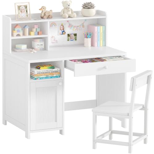 BOLUO Wooden Kids Desk with Storage