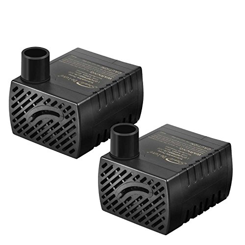 Simple Deluxe 80 GPH Submersible Pump with 6' Cord for Fish Tank Hydroponics, Aquaponics, Fountains, Ponds, Statuary, Aquariums & Inlin, 2 Pack, Black