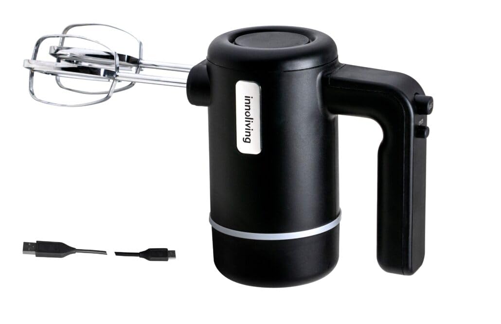 Innoliving Sbattitore Elettrico Senza Fili Ricaricabile INN-692, 5 Velocità, Batteria USB a Lunga Durata, Fruste in Acciaio Inox, Leggero e Portatile, Ideale per Dolci, Impasti e Panna Montata
