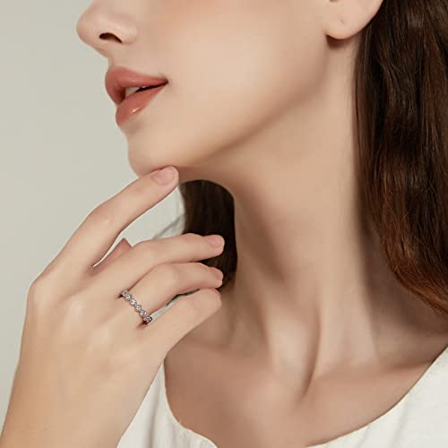 SHINYSO Eternity Ring Wedding Band for Women Round Cubic Zirconia Full Engagement Stacking Dainty Silver Rings Size 4-104