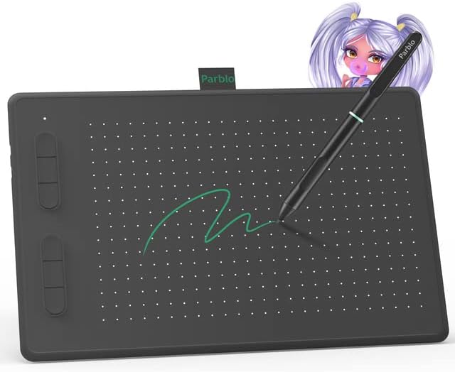 COMP - Parblos Ninos N10B 10 * 6.25 Inch Digital Tablets Signature Graphics Drawing OSU Game Pen Tablet Designed for Beginners and Kids (Black from France)