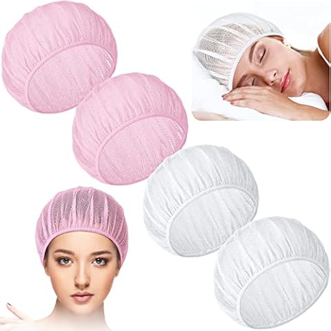 Chuarry 4 Pieces Mesh Sleep Bonnet for Sleeping Women Sleep Cap for Curler Long Hair Hair Net for Curly or Frizzy Hair Protection Factory Kitchen Warehouse Worker (White, Pink), White, Pink, One Size Cover