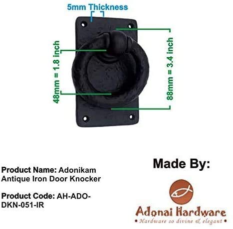 Adonai Hardware AH-ADO-DKN-051-IR Adonikam" Antique Heavy Duty Cast Iron Front Entry Sturdy Ring Medieval Door Knockers  thumb #7