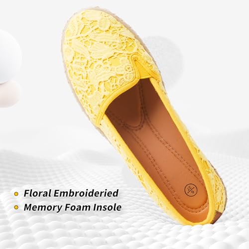 Image of BABUDOG Women's Flats with Flower Embroideried,White Lace Ballet Flats,Comfortable Dress Flats