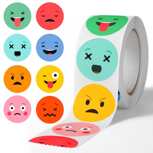 Eideos 500Pcs Smiley Face Sticker Reward Stickers Rolls