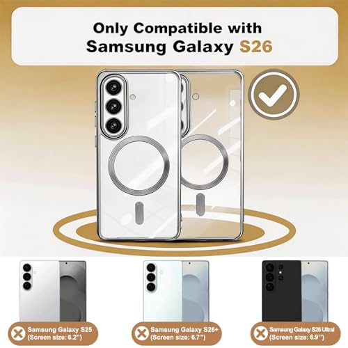 Misscase for Samsung Galaxy S26 Case with Privacy Screen Protector,[Camera Lens Protector] Clear Magnetic Luxury Plating Case Compatible with MagSafe Elegant Anti-Scratch Case Cover Silver by Misscase - Used condition - Image 2