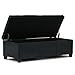 SIMPLIHOME Avalon 48 inch Wide Contemporary Rectangle Storage Ottoman Bench in Midnight Black Vegan Faux Leather, Assembled, for the Living Room, Entryway and Family Room
